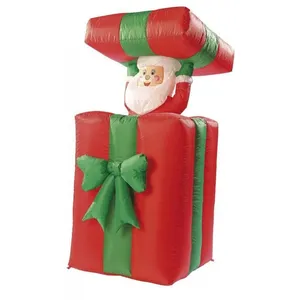 infactory Cadeau autogonflant avec Père Noël animé, 150 cm pas cher