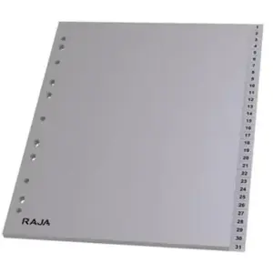 Intercalaires numériques A4+ Raja - en polypropylène - gris - 31 divis... pas cher