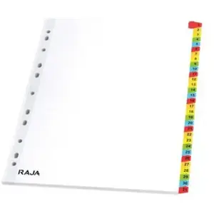 Intercalaires numériques A4+ Raja - en bristol - blanc - 31 divisions ... pas cher