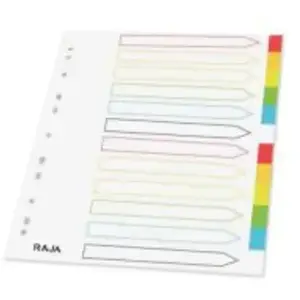 Intercalaires neutres A4+ RAJA en polypropylène colorés - 12 onglets pas cher