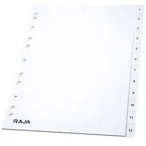 Intercalaires numériques A4 Raja -en carte 20 divisions - Blanc pas cher