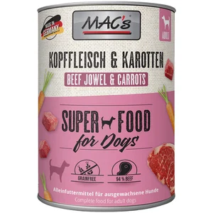 Comparateur de prix : MAC's Adult 6 x 800 g pour chien - cervelle, carotte
