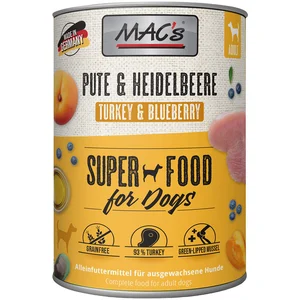 Comparateur de prix : MAC's Adult 6 x 800 g pour chien - dinde, myrtilles