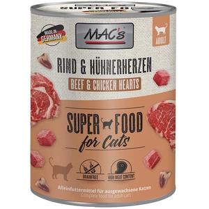 Comparateur de prix : MAC's 12 x 800 g pour chat - boeuf, coeurs de poulet