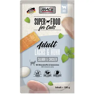 Comparateur de prix : 12x100g MAC's saumon, volaille - Pâtée pour chat
