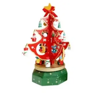 Comparateur de prix : Décoration de Noël Jouet de boîte à musique En bois 1 pièce-rouge