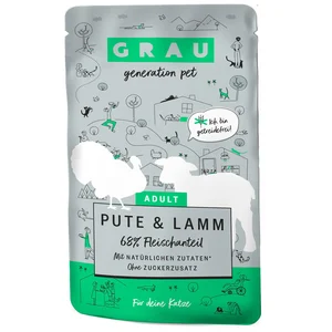 16x125g Grau Bouchées gourmandes dinde, agneau - Pâtée pour chat pas cher