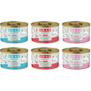 Comparateur de prix : 6x200g Grau menu gourmand lot mixte (3 variétés) - Pâtée pour chat