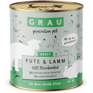 6x800g Grau menu gourmand sans céréales dinde, agneau - Pâtée pour cha... pas cher