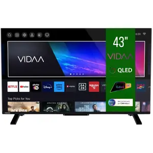 Toshiba Smart TV 43 pouces QLED 43QV2363DA, VIDAA TV QLED 4K 43 pouces, compatible avec Alexa, DVB-T2, technologie LED, Dolby Vision HDR10, HDMI 2.1