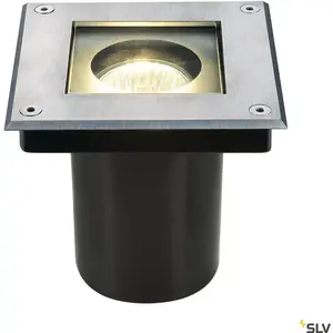 SLV DASAR® 70, encastré de sol extérieur, carré, inox, GU10/QPAR51, 35W max, IP67, collerette - Luminaire encastrable au sol