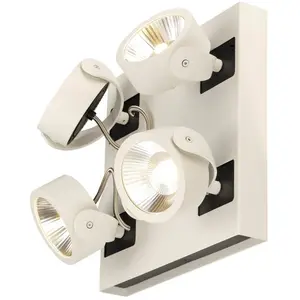 SLV KALU, applique et plafonnier intérieur, quad, carré, blanc/noir, LED, 60W, 3000K, variable - Lampes murales et de plafond