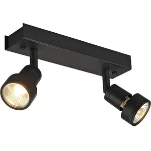 SLV PURI 2 plafonnier, noir mat, GU10, max. 2x50W, anneau déco inclus