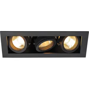 SLV KADUX 3 GU10 encastré carré, noir, max. 3x50W