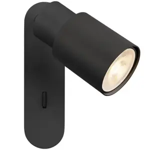SLV PURI 2.0 Tube, plafonnier et applique en saillie, interrupteur, carré, 1x max. 6 W GU10, noir - Lampes murales et de plafond