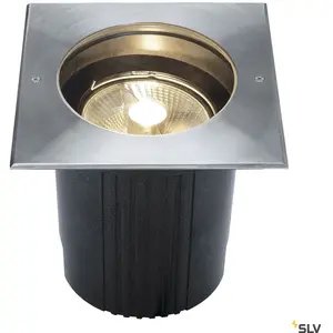 SLV DASAR® 215, encastré de sol extérieur, carré, inox, GU10/QPAR111, 75W max, IP67 - Luminaires encastrés (extérieur)