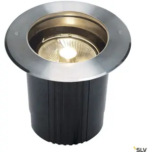 SLV DASAR® 215, encastré de sol extérieur, rond, inox, GU10/QPAR111, 75W max, IP67, collerette - Luminaires encastrés (extérieur)
