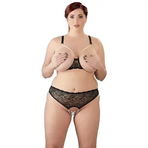 Comparateur de prix : Cottelli Collection Ensemble 2 Pièces Grande Taille Soutien-Gorge et String Perles Ouverts