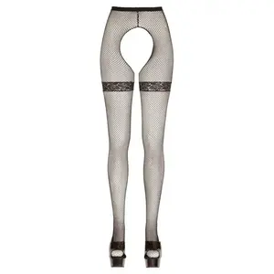 Merkloos / Sans marque Collant Ouvert Résille Noir