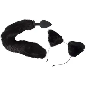 Bad Kitty Kit Plug Anal Queue Féline Noire & Serre Tête Chat pas cher