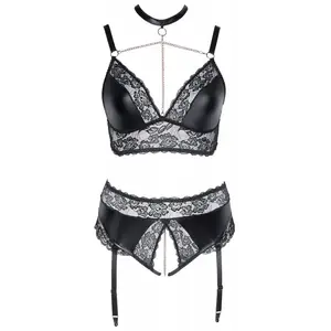 Cottelli Collection Ensemble 2 Pièces Wetlook & Dentelle Noir GTVendu parrue-des-plaisirs