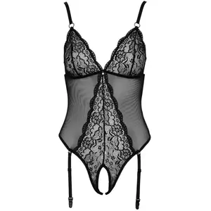 Cottelli LINGERIE Body porte-jarretelles ouvert dentelle noirVendu parrue-des-plaisirs