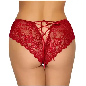 Cottelli Collection Lingerie Culotte ouverte noeud & dentelle rouge
