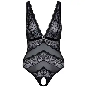 Cottelli Lingerie - Body Tout Usage avec Entrejambe Ouverte - Noir