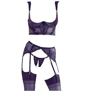 Comparateur de prix : Abierta Fina Ensemble 3 Pièces Satin & Strass