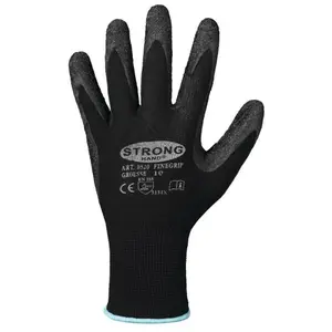 STRONGHAND Gants Finegrip T. 9 noir nylon avec latex rétréci EN 388 cat. II pas cher