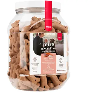 Comparateur de prix : 600g MERA pure sensitive Goody Snacks saumon, riz - Friandises pour ch...