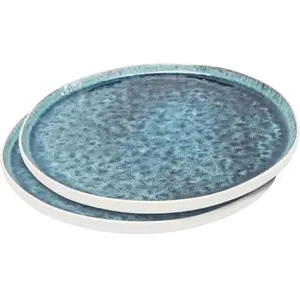 Kare Design Assiette en grès bleu D27 - Lot de 2 pas cher