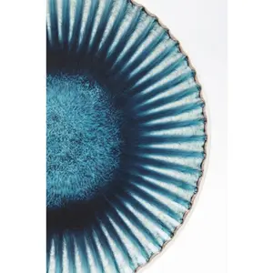 Kare Design Assiette en grès bleu et blanc D21 - Lot de 4 pas cher