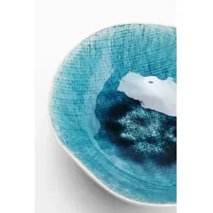 Kare Design Assiette creuse en grès bleu et blanc D17 - Lot de 4
