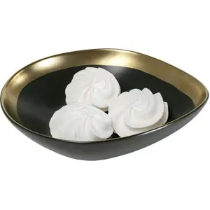 Comparateur de prix : Kare Design Assiette creuse en grès vert foncé et doré D19 - Lot de 4