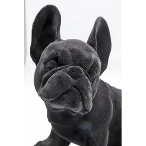 Kare Statuette chiot bouledogue Français noir feutrine pas cher