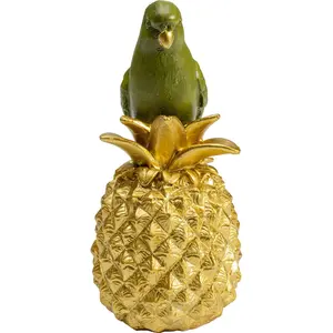 KARE Figurine décorative Ananas Parrot, polyrésine, doré, vertVendu parluminaire