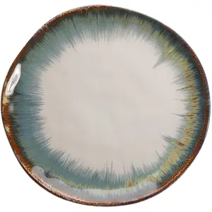 Kare Design Assiette en céramique blanche et bleue D26 - Lot de 4 pas cher