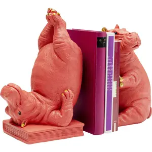 Kare Lot de 2 Serre-Livres Hippopotame Rose 26 x 19 x 14 cm