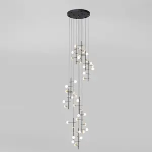 Kare Design Suspension 40 globes en verre blanc et acier noir pas cher