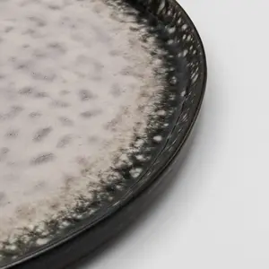 Assiette plate en grès gris D27 - Lot de 4 pas cher