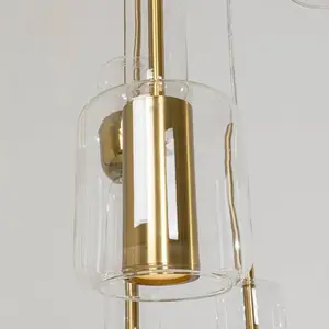 KARE Suspension Candy Bar, doré, acier, verre, 6 lampes