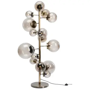 Kare Design Lampadaire en verre fumé et acier doré pas cher
