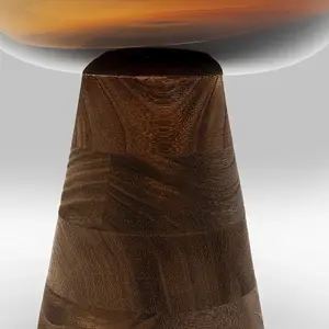 Kare Design Vase en verre ambré et bois massif