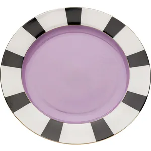 Kare Design Plat en porcelaine blanche, violette et noire D31 pas cher