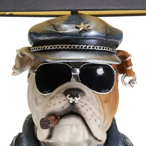 Comparateur de prix : KARE Lampe à poser Punk Dog, bleu-gris, abat-jour textile