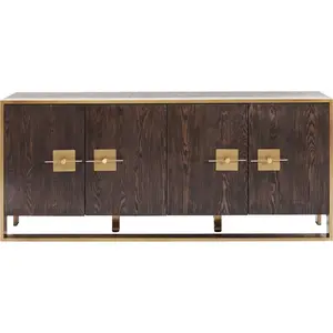 Comparateur de prix : KARE Buffet 4 portes rétro marron et acier doré