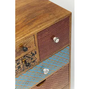 Kare Design Commode 14 tiroirs en manguier massif motifs multicolores pas cher