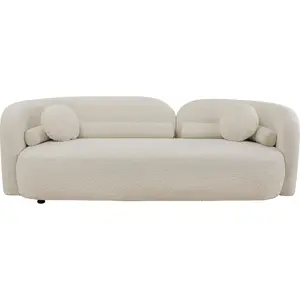 Comparateur de prix : Kare Design Canapé 3 places - KELLY - 225cm - Tissu bouclette - Blanc - Structure en contreplaqué