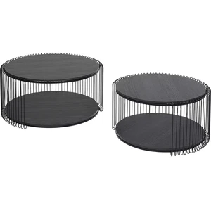 Kare Design 2 tables basses en frêne et acier noir pas cher